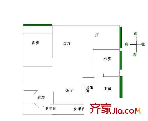 福祿路小區(qū)戶型圖3室2廳 戶型圖 3室2廳1衛(wèi)1廚