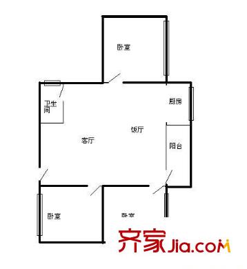 福祿路小區(qū)戶型圖3室2廳 戶型圖 3室2廳1衛(wèi)1廚