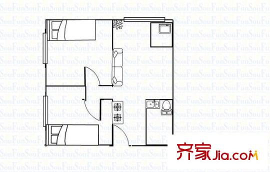 帝鋒康庭戶型圖2室1廳 戶型圖 2室1廳1衛(wèi)1廚