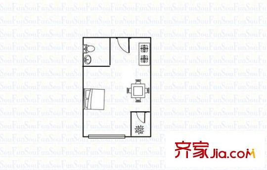 帝鋒康庭戶型圖1室0廳 戶型圖 1室1衛(wèi)1廚