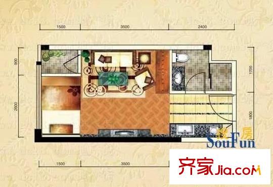 帝鋒康庭戶型圖1室0廳 戶型圖 1室1衛(wèi)1廚