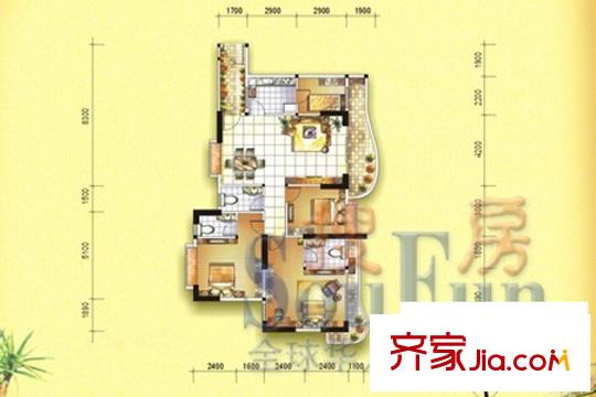 鳳嶺名都戶型圖巴厘島 A、D戶型 3室2廳3衛(wèi)1廚