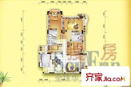 鳳嶺名都戶(hù)型圖圣陶沙?A戶(hù)型 4室2廳3衛(wèi)1廚