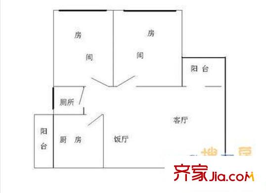 西苑大廈戶型圖兩室兩廳戶型圖 2室2廳1衛(wèi)1廚
