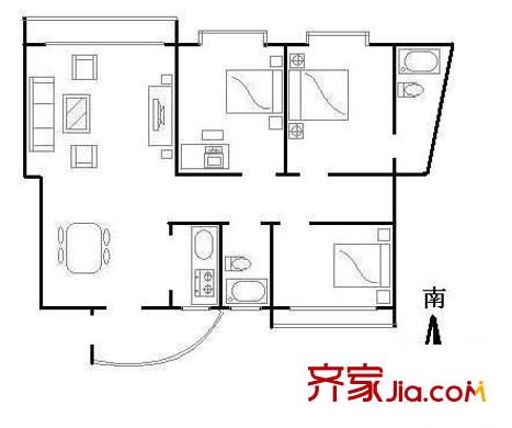 唐園東小區(qū) 3室 戶型圖
