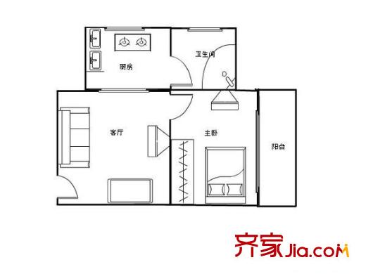 燎原路小區(qū)戶型圖1室1廳 戶型圖 1室1廳1衛(wèi)1廚