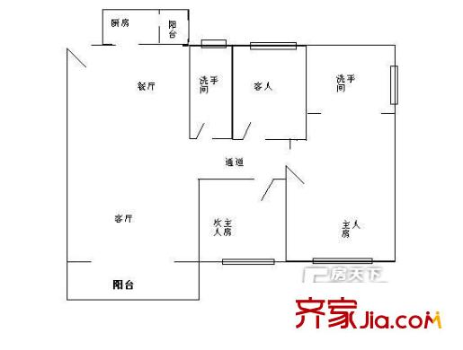 佳翠樓戶型圖三室兩廳戶型圖 3室2廳2衛(wèi)1廚