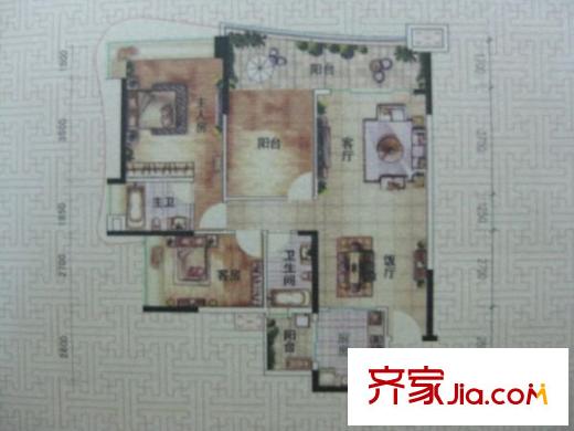 佳翠樓戶型圖兩室兩廳戶型圖 2室2廳2衛(wèi)1廚