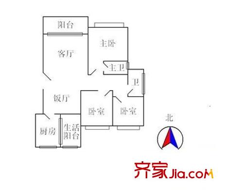 君寧大廈 3室2廳 戶型圖
