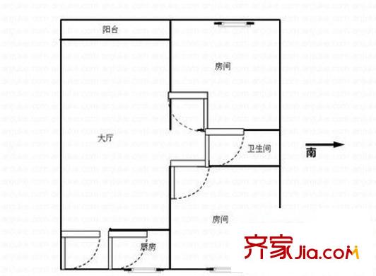 東苑小區(qū)戶型圖兩室一廳戶型圖 2室1廳1衛(wèi)1廚