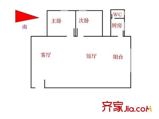 東苑小區(qū)戶型圖兩室一廳戶型圖 2室1廳1衛(wèi)1廚