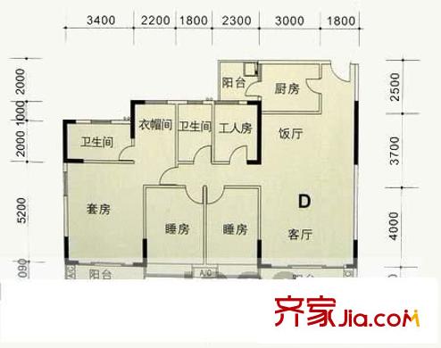 華柏雅苑戶型圖四室兩廳戶型圖 4室2廳2衛(wèi)1廚
