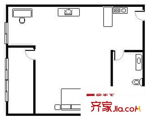 帝鋒康庭戶型圖1室1廳 戶型圖 1室1廳1衛(wèi)1廚