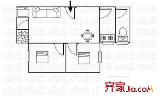 怡景花園戶型圖2室1廳 戶型圖 2室1廳1衛(wèi)1廚