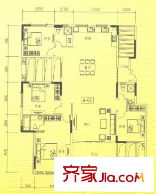 勁嘉金棕櫚灣3棟A座2-10樓02單位 4室2廳3衛(wèi)1廚