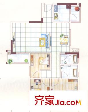 金威名苑戶型圖1座02 03單元 3室2廳2衛(wèi)1廚
