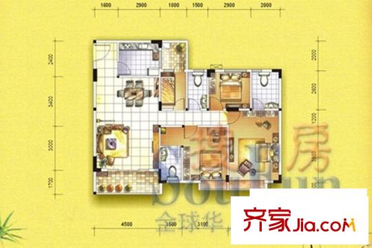鳳嶺名都戶(hù)型圖匯景CD?旭景D戶(hù)型 4室2廳3衛(wèi)1廚