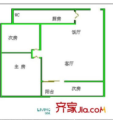 東苑小區(qū)戶型圖兩室一廳戶型圖 2室1廳1衛(wèi)1廚
