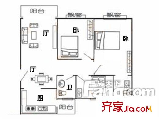 西溪花園戶型圖3室2廳戶型圖 3室2廳1衛(wèi)1廚