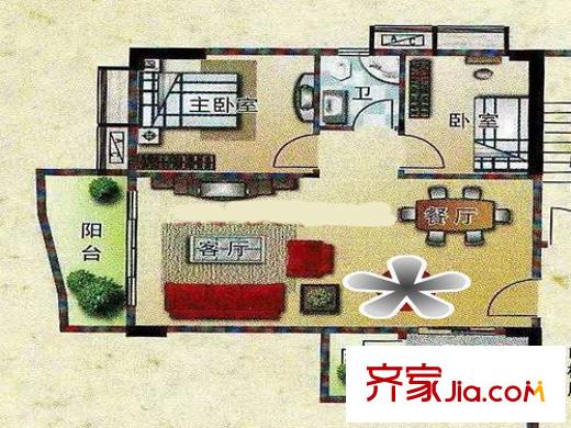 裕豐豪庭戶(hù)型圖2室2廳戶(hù)型圖 2室2廳1衛(wèi)1廚