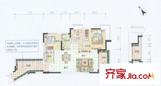 江南名居戶型圖錦苑12座01型 3室2廳1衛(wèi)1廚