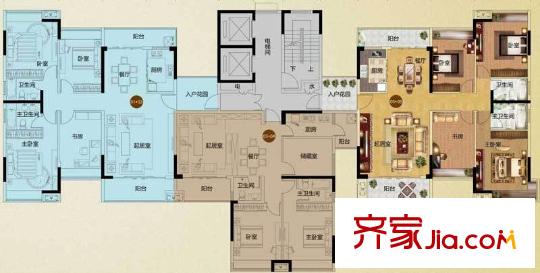 騰峰天倫華府戶型圖1座2層 4室2廳2衛(wèi)1廚