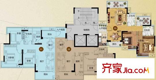 騰峰天倫華府戶型圖2座 2室2廳2衛(wèi)1廚