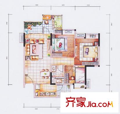 時代糖果戶型圖89平方米單元 4室2廳1衛(wèi)1廚