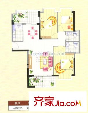 南港名軒戶型圖4棟2203戶型 