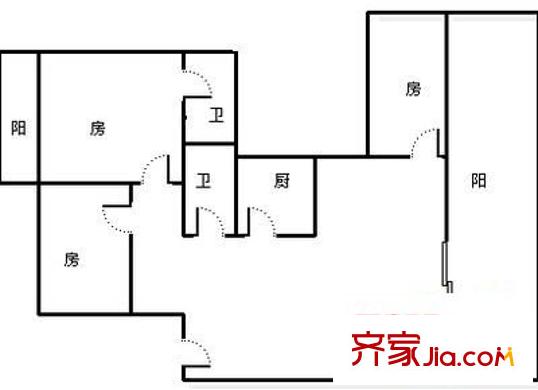 錦龍花園 3室 戶型圖