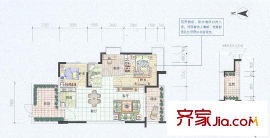 江南名居戶型圖錦苑12座03型 3室2廳1衛(wèi)1廚