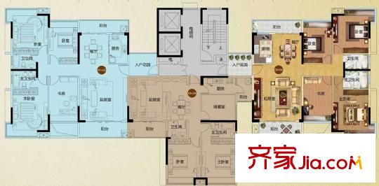 騰峰天倫華府戶型圖1座3.4層 4室2廳2衛(wèi)1廚