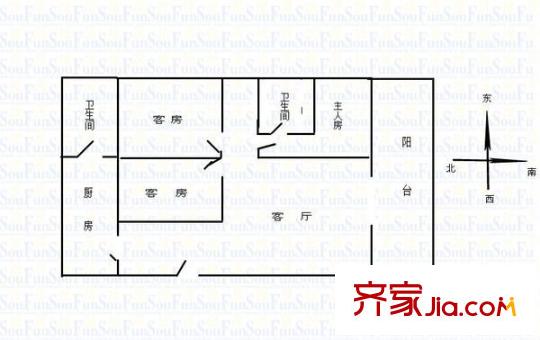 第七街區(qū) 3室 戶型圖