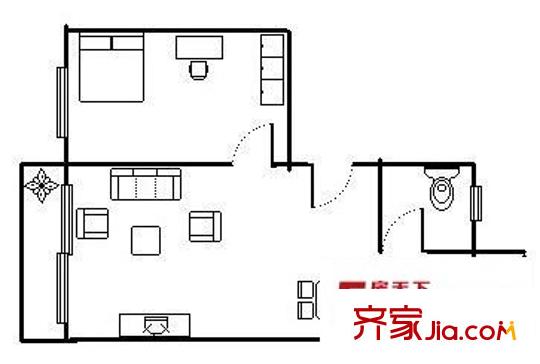 大浩湖渡假村雍怡雅居 1室 戶型圖