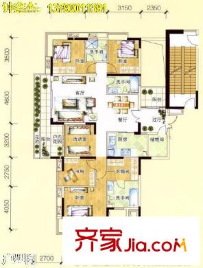 保利花園戶型圖4室2廳 戶型圖 4室2廳3衛(wèi)1廚