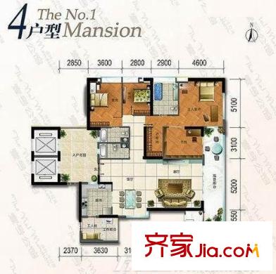 保利花園戶型圖4室2廳 戶型圖 4室2廳2衛(wèi)1廚