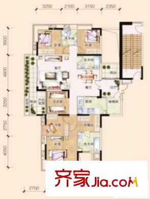 保利花園戶型圖30-33棟戶型圖 5室2廳2衛(wèi)