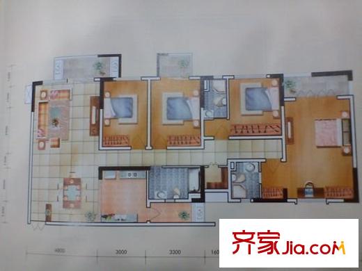 宏晴軒戶型圖四室兩廳戶型圖 4室2廳3衛(wèi)1廚