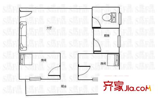 金名商廈戶型圖兩室一廳戶型圖 2室1廳1衛(wèi)1廚