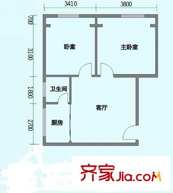 金名商廈戶型圖兩室兩廳戶型圖 2室2廳1衛(wèi)1廚