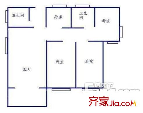 置業(yè)廣場戶型圖3室1廳戶型圖 3室1廳1衛(wèi)1廚