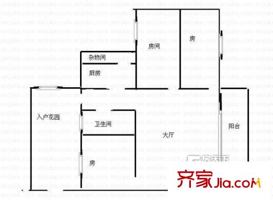 置業(yè)廣場戶型圖3室1廳戶型圖 3室1廳1衛(wèi)1廚