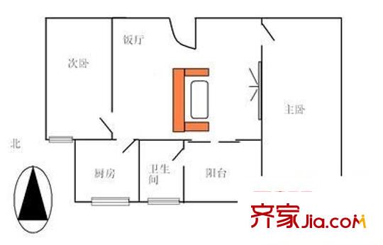 海棠村 2室 戶型圖