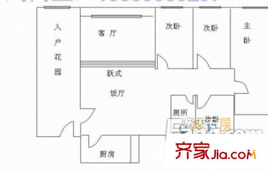 雍景豪園上品戶型圖4室2廳戶型圖 4室2廳1衛(wèi)1廚