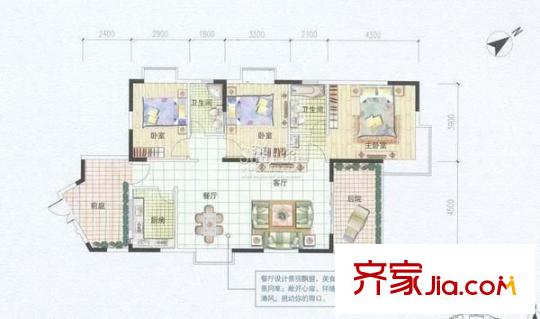 江南名居南區(qū)錦苑 3室 戶型圖