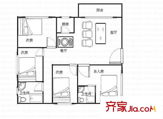 江南名居南區(qū)錦苑 4室 戶型圖