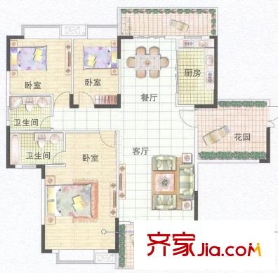 江南名居南區(qū)錦苑 3室 戶型圖