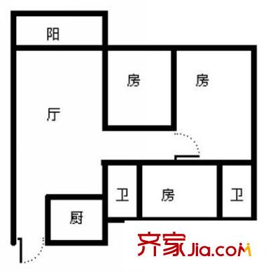 嘉逸軒戶型圖三室兩廳戶型圖 3室2廳2衛(wèi)1廚