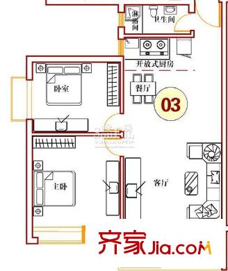 匯星苑戶型圖24#、25#03單位 2室2廳