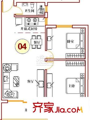 匯星苑戶型圖24#、25#04單位 2室2廳